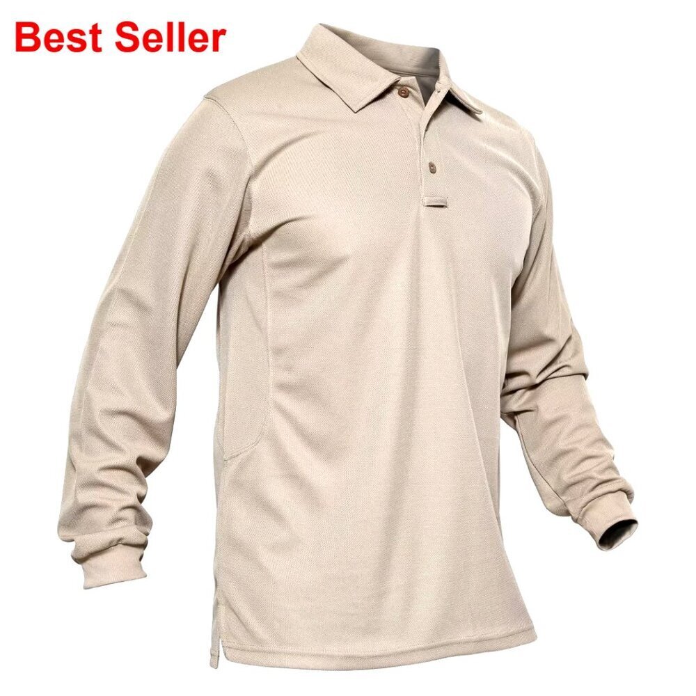 Men's Quick Dry Polyester Long Sleeve Polo Shirt Tactical Performance